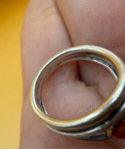 Silver ring with sponge coral, size N