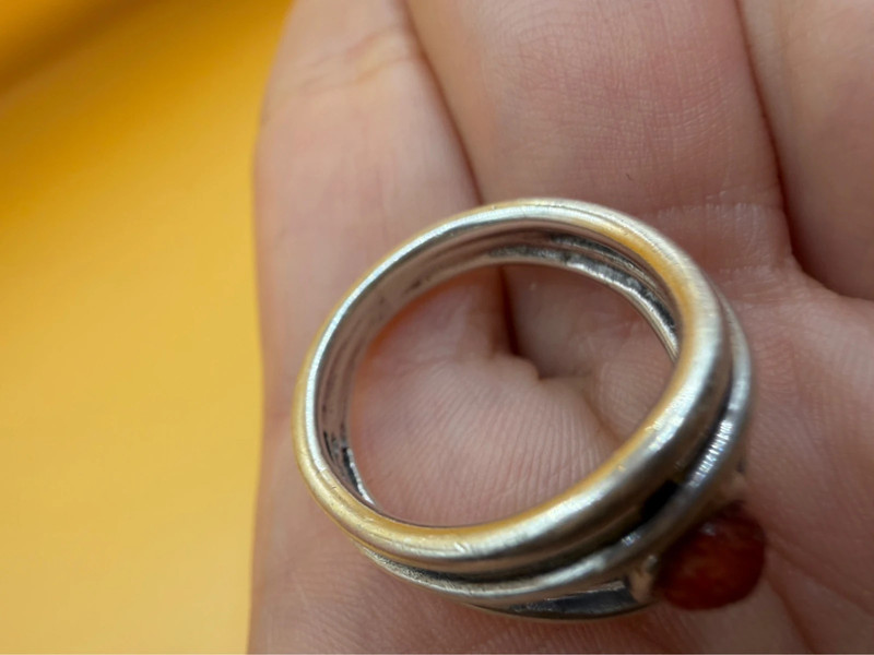 Silver ring with sponge coral, size N#148