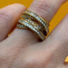 High-Quality CZ Silver Ring with Gold Plating, Size K#148