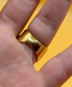 High-Quality CZ Silver Ring with Gold Plating, Size K
