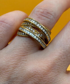 High-Quality CZ Silver Ring with Gold Plating, Size K#148