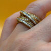 High-Quality CZ Silver Ring with Gold Plating, Size K#148