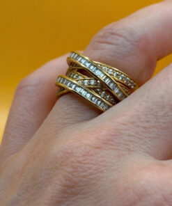 High-Quality CZ Silver Ring with Gold Plating, Size K