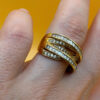 High-Quality CZ Silver Ring with Gold Plating, Size K#148