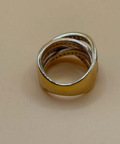 High-Quality CZ Silver Ring with Gold Plating, Size K