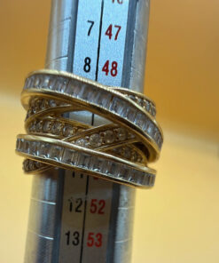 High-Quality CZ Silver Ring with Gold Plating, Size K