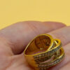 High-Quality CZ Silver Ring with Gold Plating, Size K#148