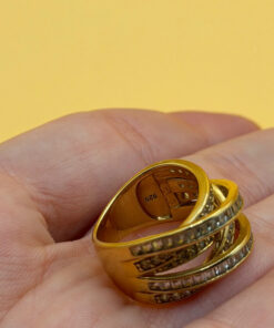 High-Quality CZ Silver Ring with Gold Plating, Size K