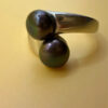 Sterling silver ring with round rare Tahitian pearls – size K