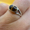 sterling silver ring features a natural tiger's syrup size L#149