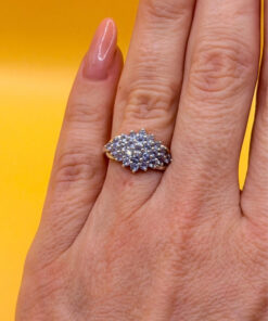 Incredible silver ring, size K, with natural amethysts.#149