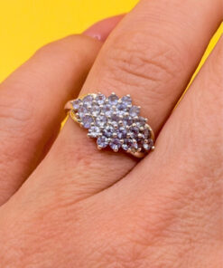 Incredible silver ring, size K, with natural amethysts.#149