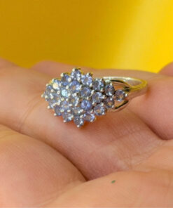 Incredible silver ring, size K, with natural amethysts