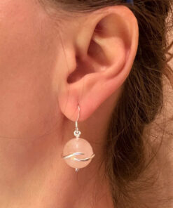 Sterling silver rose quartz earrings# 150