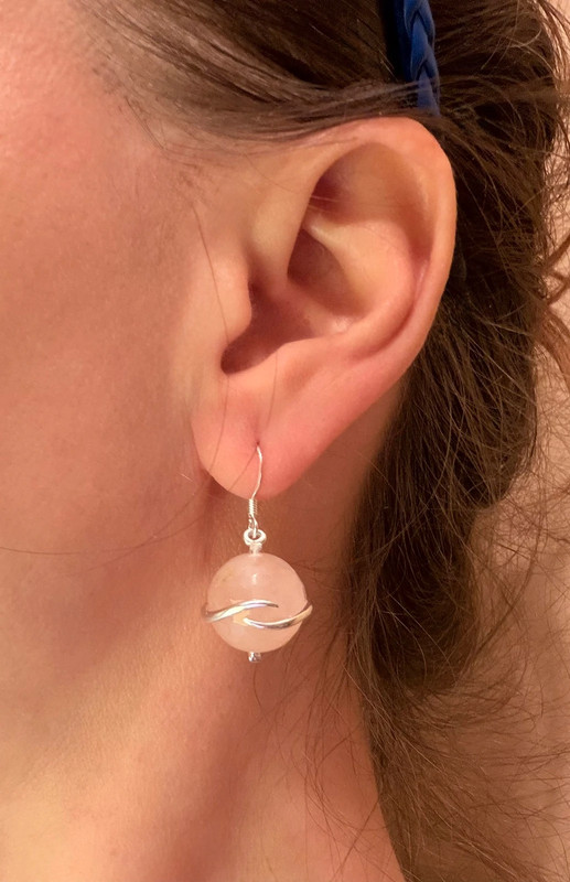 Sterling silver rose quartz earrings# 150