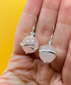 Sterling silver rose quartz earrings