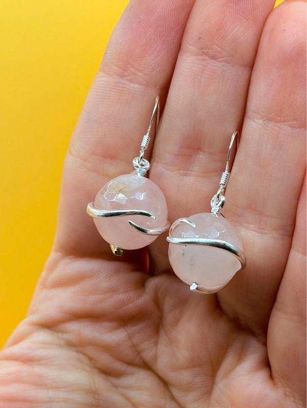 Sterling silver rose quartz earrings# 150