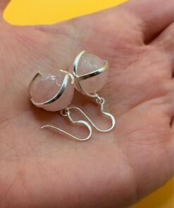 Sterling silver rose quartz earrings