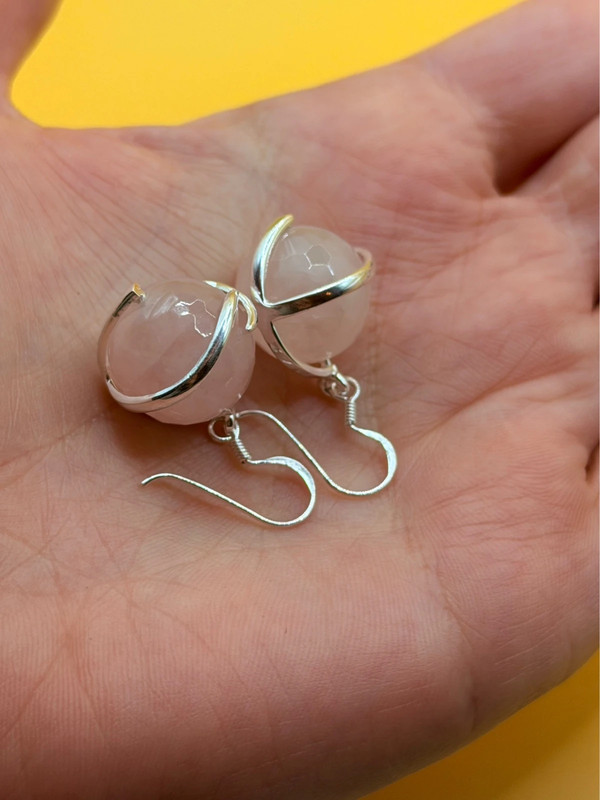 Sterling silver rose quartz earrings# 150