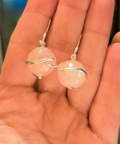 Sterling silver rose quartz earrings