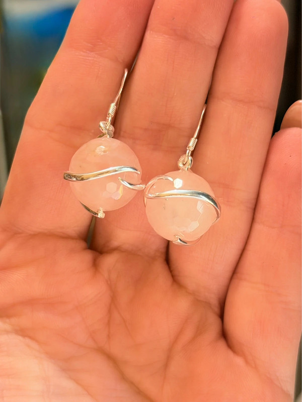 Sterling silver rose quartz earrings# 150