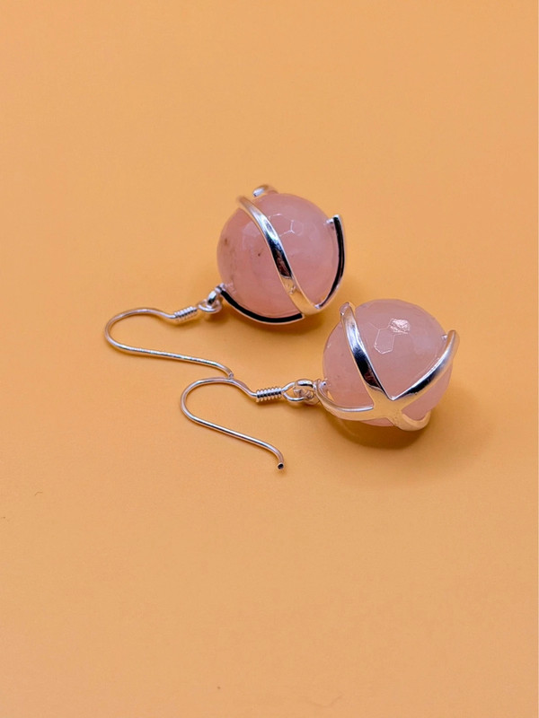 Sterling silver rose quartz earrings# 150