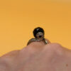 Cupronickel ring with a sulfur stone (possibly onyx), UK size K #150