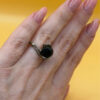 Cupronickel ring with a sulfur stone (possibly onyx), UK size K #150
