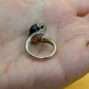 Cupronickel ring with a sulfur stone (possibly onyx), UK size K #150