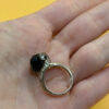 Cupronickel ring with a sulfur stone (possibly onyx), UK size K #150