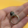 Cupronickel ring with a sulfur stone (possibly onyx), UK size K #150