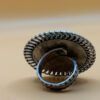 Vintage round green onyx filigree pure silver ring Uk size L