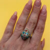 Tibetan silver plated ring with turquoise and coral, size U