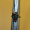 Tibetan silver plated ring with turquoise and coral, size U
