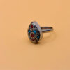 Tibetan silver plated ring with turquoise and coral, size U