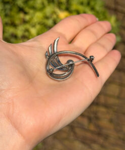 Sterling silver brooch with marcasite and pearls, Flower brooch, Brooch with leaf