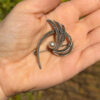 Sterling silver brooch with marcasite and pearls, Flower brooch, Brooch with leaf#153