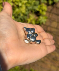 Adorable Vintage Sterling Silver 925 Puffy Hollow teddy bear  Pin Brooch#153
