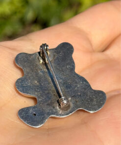 Adorable Vintage Sterling Silver 925 Puffy Hollow teddy bear Pin Brooch