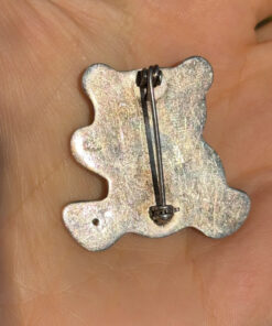 Adorable Vintage Sterling Silver 925 Puffy Hollow teddy bear Pin Brooch