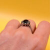 Size O 1/2 Silver Vintage Ring with Natural Sapphire#141