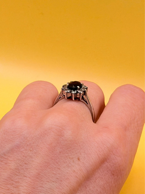 Size O 1/2 Silver Vintage Ring with Natural Sapphire#141