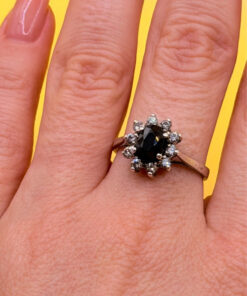 Size O 1/2 Silver Vintage Ring with Natural Sapphire