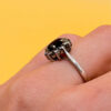 Size O 1/2 Silver Vintage Ring with Natural Sapphire#141