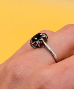 Size O 1/2 Silver Vintage Ring with Natural Sapphire
