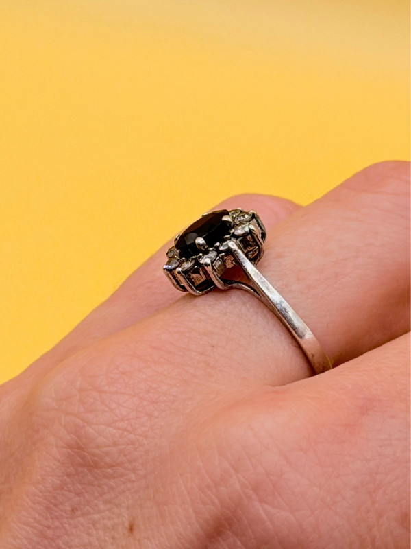 Size O 1/2 Silver Vintage Ring with Natural Sapphire#141