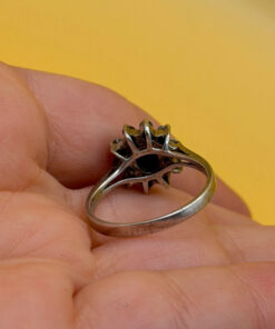 Size O 1/2 Silver Vintage Ring with Natural Sapphire