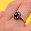 Size O 1/2 Silver Vintage Ring with Natural Sapphire#141