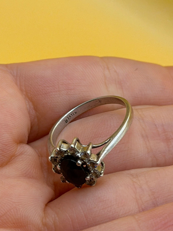 Size O 1/2 Silver Vintage Ring with Natural Sapphire#141