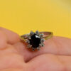 Size O 1/2 Silver Vintage Ring with Natural Sapphire#141